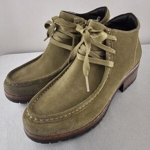 SALVIA Charley Olive Green Waterproof Suede Womens Side Zip Boots
